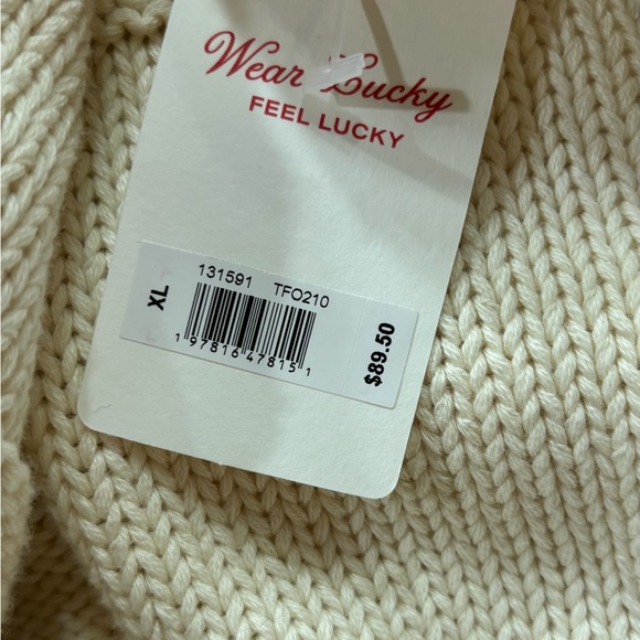 Lucky brand Men's Cream Sweater 100% cotton size XL - Picture 6 of 8